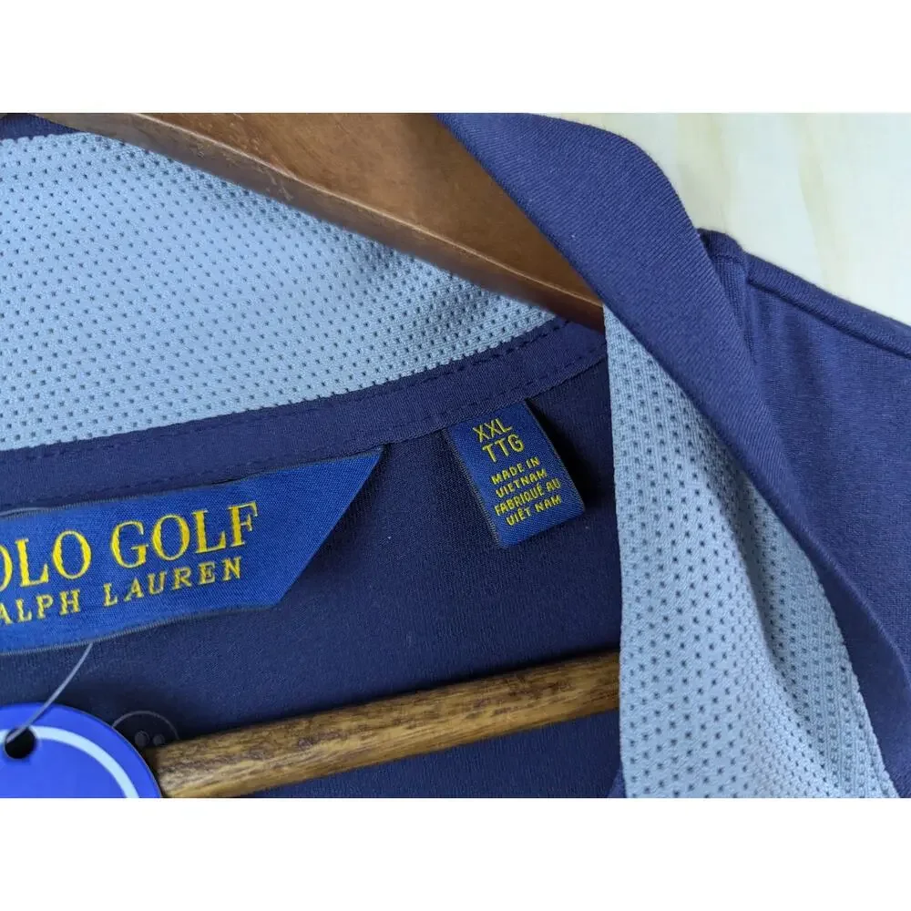 Polo Golf Men's XXL Scottsdale National 1/4 Zip Pullover Navy Grey Wicking